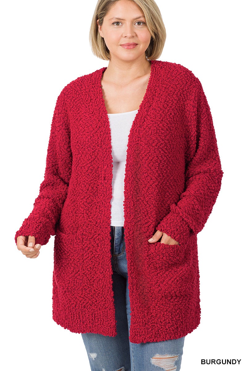 BURGUNDY POPCORN CARDIGAN | More Of Me